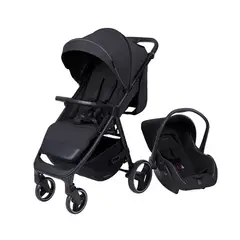 CARESTINO - Coche Kiev V2 Negro con porta bebé