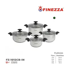 FINEZZA - Set de Ollas de Acero inoxidable Alessia Fz-1012CB-IN