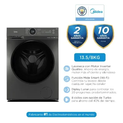 Lavaseca Inverter 13.5 / 8Kg Titanium con Wifi MF200D135WBT-PE