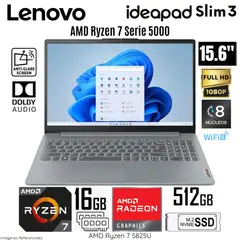 LENOVO - Laptop Ideapad Slim 3 15ABR8 AMD Ryzen 7 5825U 16GB RAM 512GB SSD 15.6" FHD - 82XM00S6LM