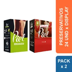 PIEL - Preservativos Retardante + Fresa Caja de 48 Condones
