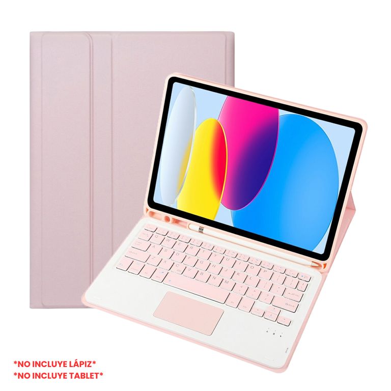 Funda Con Teclado Bluetooth Touchpad para iPad A16 11th 10th - ROSADO