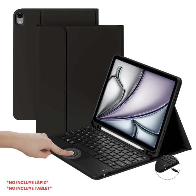 Funda Con Teclado Bluetooth Touchpad para iPad AIR 11 M2 M3 - NEGRO