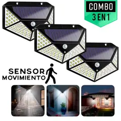 OEM - Pack x3 Reflectores Solar 100LEDs Lampara Pared Recargable Exterior