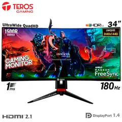 TEROS - Monitor Curvo TE-3411G 34 UWQHD 3440x1440 180Hz 1Ms HDR10