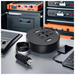 GENERICO - Cargador Adaptador Inversor de Corriente Para Auto 150W 3 Vías USB+Tipo C+AC220V