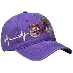 GENERICO - Gorra Bordada Unisex Vintage Morado con Diseño de Bicicleta