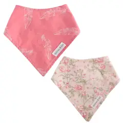 EPHRAN & BILL - Baberos Bandana para Bebé 2 PCS Flores Plumas