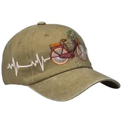 GENERICO - Gorra Vintage Beige con Bordado de Bicicleta