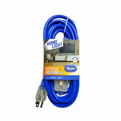 HOME LIGHT - Extensión Eléctrica Azul 3 Metros x 3 Tomas Conexión a Tierra