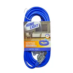 HOME LIGHT - Extensión Eléctrica Azul 5 Metros x 3 Tomas Conexión a Tierra