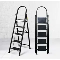 GENERICO - Escalera Tijera Plegable de 5 Pasos 5 Escalones Soporte Seguro