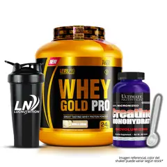 LEVEL PRO - Whey Gold Pro 3 kg vainilla + Creatina ultimate nutrition 300 g + shaker