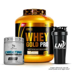 LEVEL PRO - Whey Gold Pro 3 kg vainilla + Creatina dragon pharma 300 g + shaker