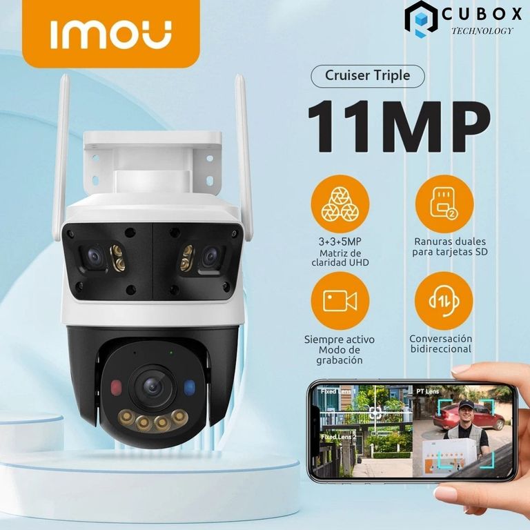 Cámara de Seguridad 11MPx Triple Lente Full HD WiFi