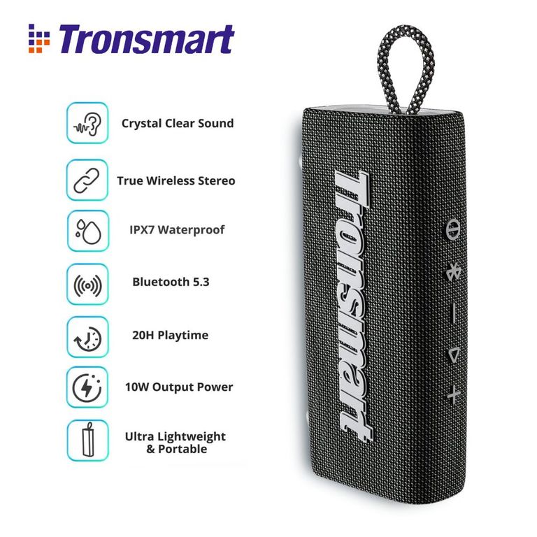 Parlante Trip Portátil Bluetooth IPX7 20 Horas Negro