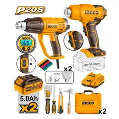 INGCO TOOLS - PISTOLA DE CALOR 2000W + PISTOLA DE CALOR INGCO 20V 40AH COSLI250801
