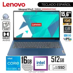 LENOVO - Laptop Ideapad Slim 3 15IRH8 15.6” FHD Intel Core i5-13420H RAM 16GB SSD 512GB 83EM00G7LM