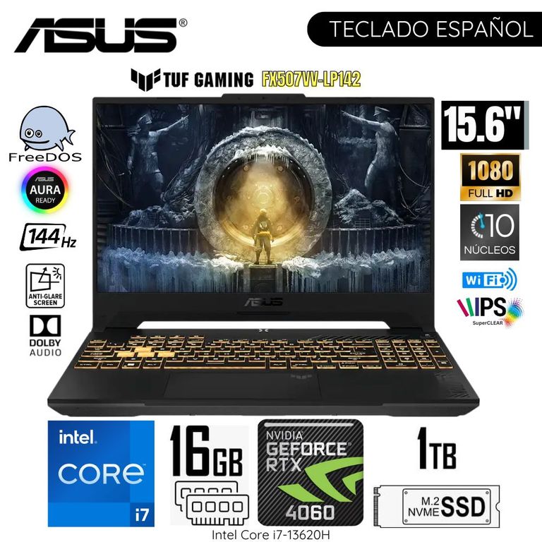 Laptop Tuf F15 Gaming FX507VV-LP142 Intel Corei7-13620H 16GB RAM 1TB SSD 15.6" FHD RTX4060-8GB