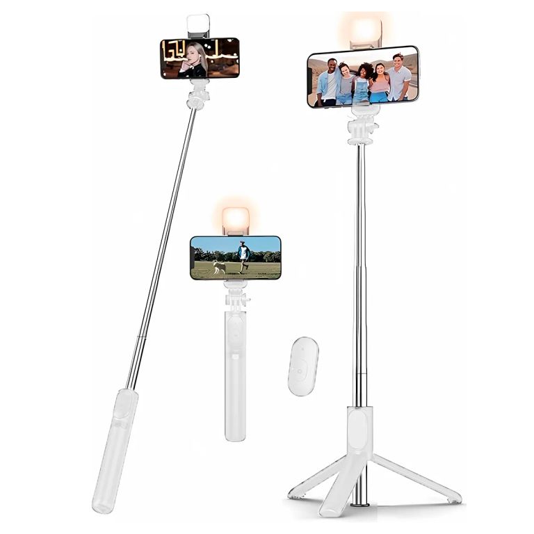 Palo Selfie con Trípode Extensible + Luz Blanco