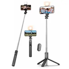 GENERICO - Palo Selfie con Trípode Extensible + Foco Negro