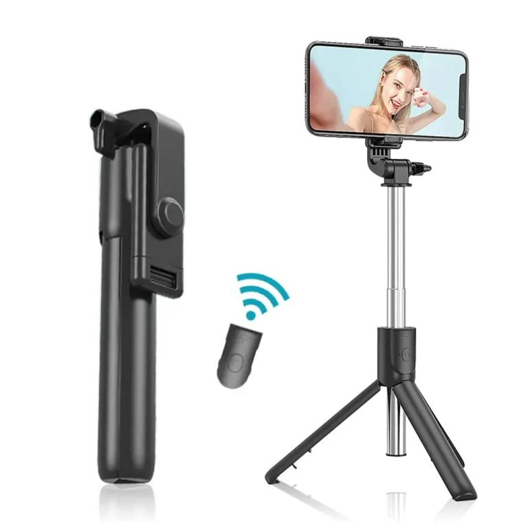 Palo Selfie con Trípode Extensible y Disparador Remoto Negro