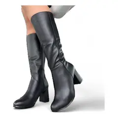 GENERICO - Bota Larga Clasica Mujer Taco 7 2086L-75 Color Negro