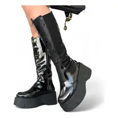 GENERICO - Bota Mujer Sofistic Charol Plataforma 7 Cm 2086L-75 Color Negro