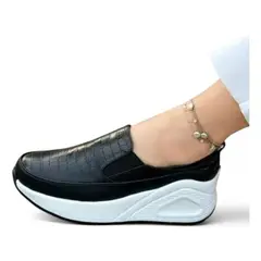 GENERICO - Mocasin Mujer Labrado 4 Cm 2086L-55 Color Negro