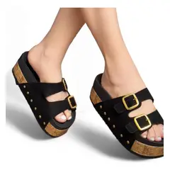 GENERICO - Sandalia Mujer Plataforma 7 Broches 2086L-52 Color Negro