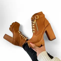 GENERICO - Bota Mujer Taco 12 Gamuza 2086L-70 Color Camel