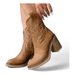 GENERICO - Bota Texana Clasica Corta Taco 7 2086L-75 Color Camel