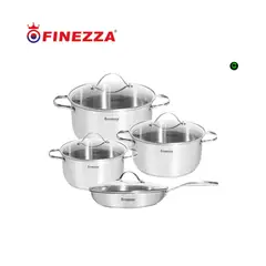 FINEZZA - Juego de ollas de Acero Inoxidable de 8 pzs FZ-978AE-IN