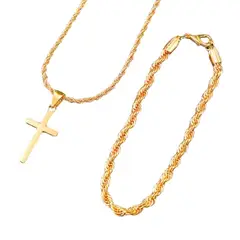 GENERICO - Set Collar y Pulsera Cruz Hombre Cadena Torsal