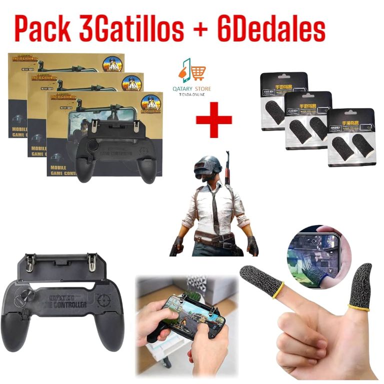 3Mandos Gatillos y 6Dedales Gamepad Grip L1 R1 Pubg Fornite Free Fire