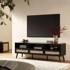 R&R MUEBLES - Mueble de TV Vintage 65 Izutsumi  Negro