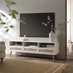 R&R MUEBLES - Mueble de TV Vintage 65 Izutsumi  Blanco