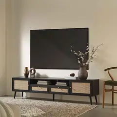 R&R MUEBLES - Mueble de TV Vintage 80 Roboko Negro