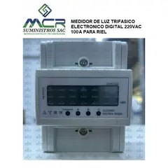 GENERICO - MEDIDOR DE LUZ TRIFASICO ELECTRONICO DIGITAL 220VAC 100A PARA RIEL