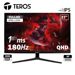 TEROS - Monitor plano gaming TE-2769G, 27" QHD IPS flat, 180 Hz, 1ms, HDMI, DP, Audio