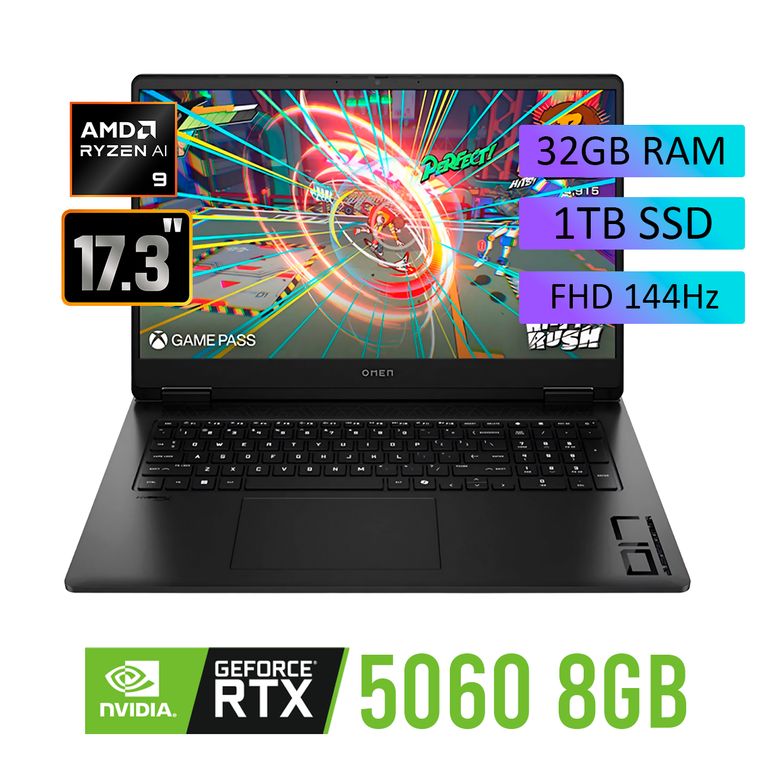 Laptop Gaming OMEN 17-db1002la AMD Ryzen AI 9 365 Ram 32GB SSD 1TB RTX 5060 17,3" FHD WIN 11