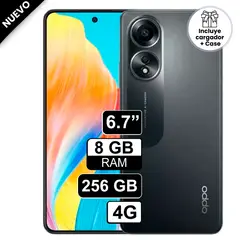 OPPO - Celular A58 67 8GB 256GB 50MP + 2MP Negro