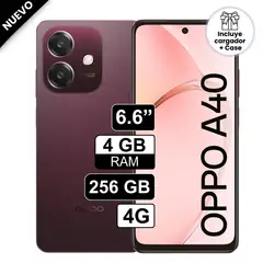 OPPO - Celular A40 4G 256GB 4GB RAM 66 cámara principal 50MP + 5MP Vino