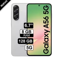 SAMSUNG - Celular Galaxy A56 5G 128GB 8GB RAM cámara principal 50MP frontal 12MP 67 Blanco
