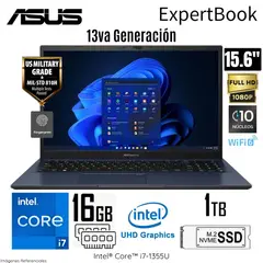 ASUS - Laptop ExpertBook B1502CVA-NJ1091 Intel Core i7-1355U 16GB RAM 1TB SSD 15.6" FHD Star Black