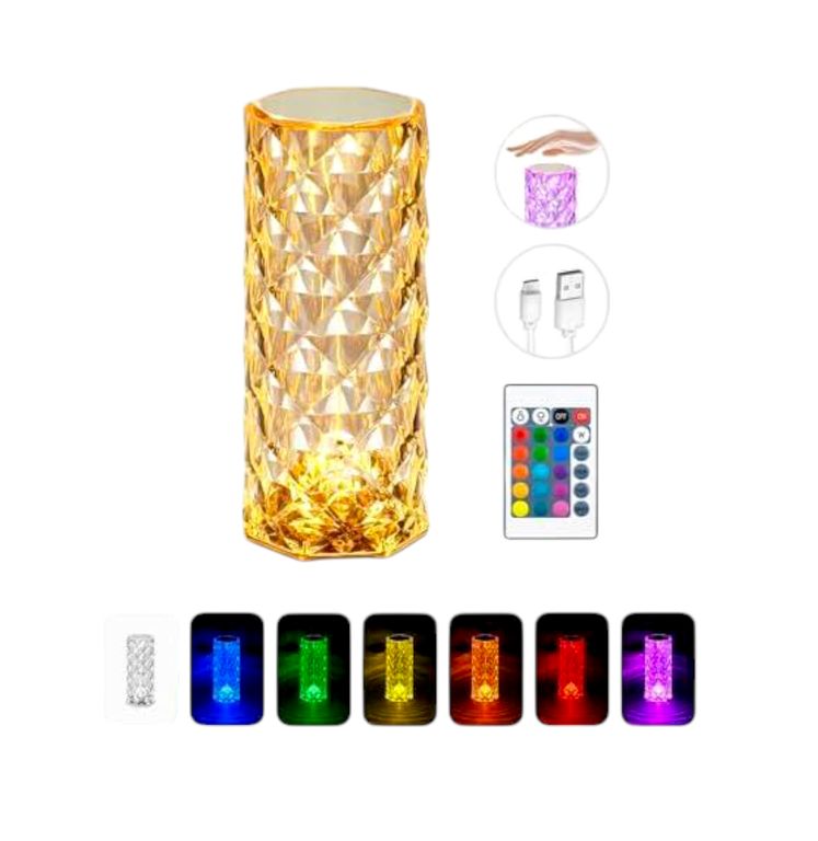 Lámpara táctil LED multicolor con control remoto y carga USB
