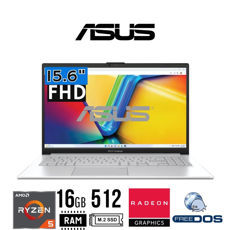Laptop Go 15 E1504FA-BQ547 AMD Ryzen 5 7430U Ram 16Gb SSD 512Gb 15.6" FHD Free Dos