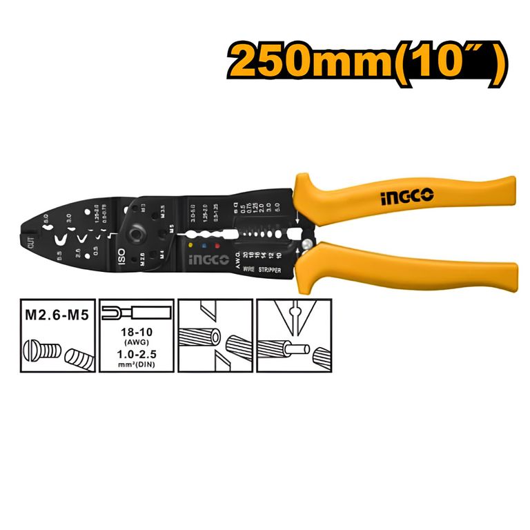 ALICATE PRENSA TERMINAL INGCO 10 250MM HWSP101