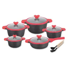 VALESKA - Juego de Ollas de Roca Volcánica VL-RUBI10 Negro