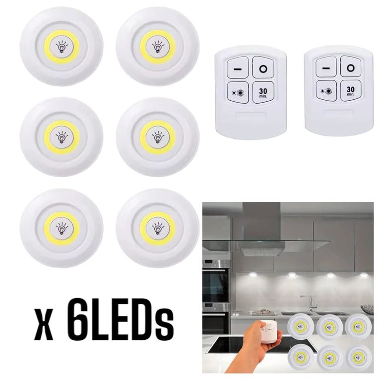 Pack6 LED Control Remoto Iluminación Interior Regulable Cálido y Frío